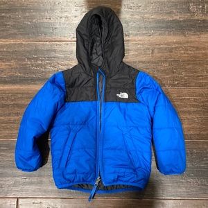 North Face Toddler Jacket 4T - reversible blue & black, gray.